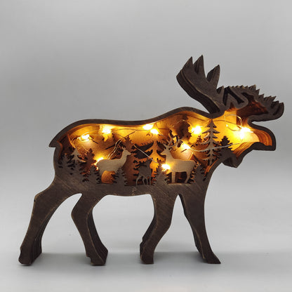 Christmas Decoration Wooden Animal Carving (Handcraft)