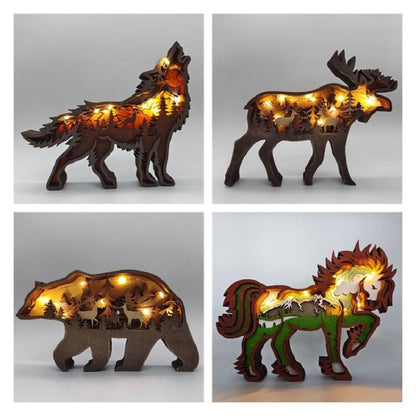 Christmas Decoration Wooden Animal Carving (Handcraft)