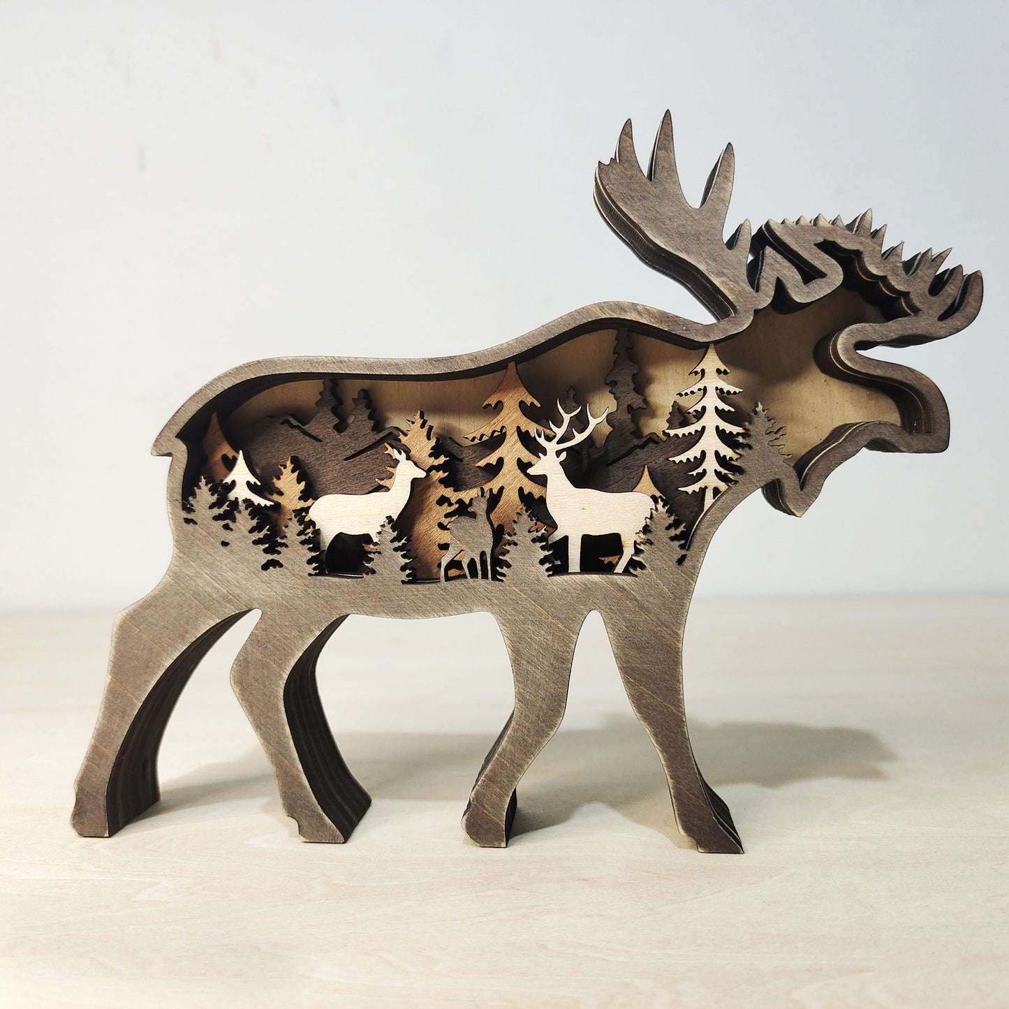 Christmas Decoration Wooden Animal Carving (Handcraft)