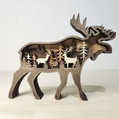 Christmas Decoration Wooden Animal Carving (Handcraft)