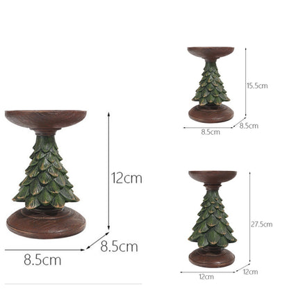 Resin Wooden Christmas Tree Candle Holder