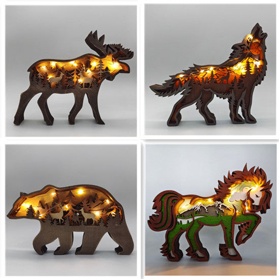 Christmas Decoration Wooden Animal Carving (Handcraft)