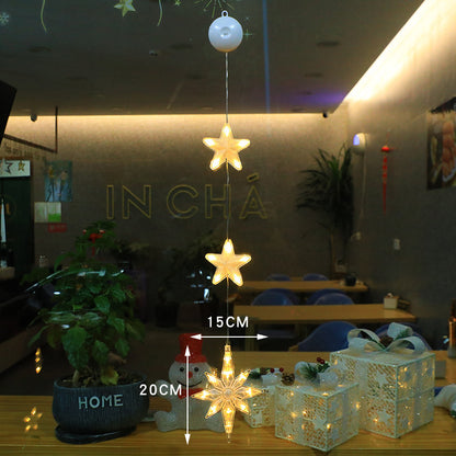 Christmas LED Light Star Xmas Tree Hanging Sucker Lamp (3 Pcs)