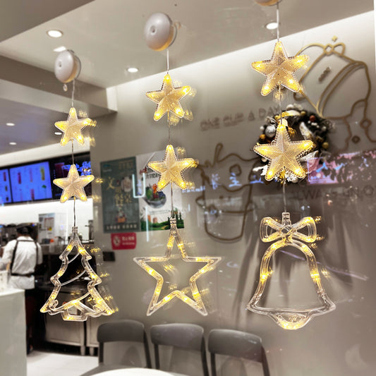 Christmas LED Light Star Xmas Tree Hanging Sucker Lamp (3 Pcs)
