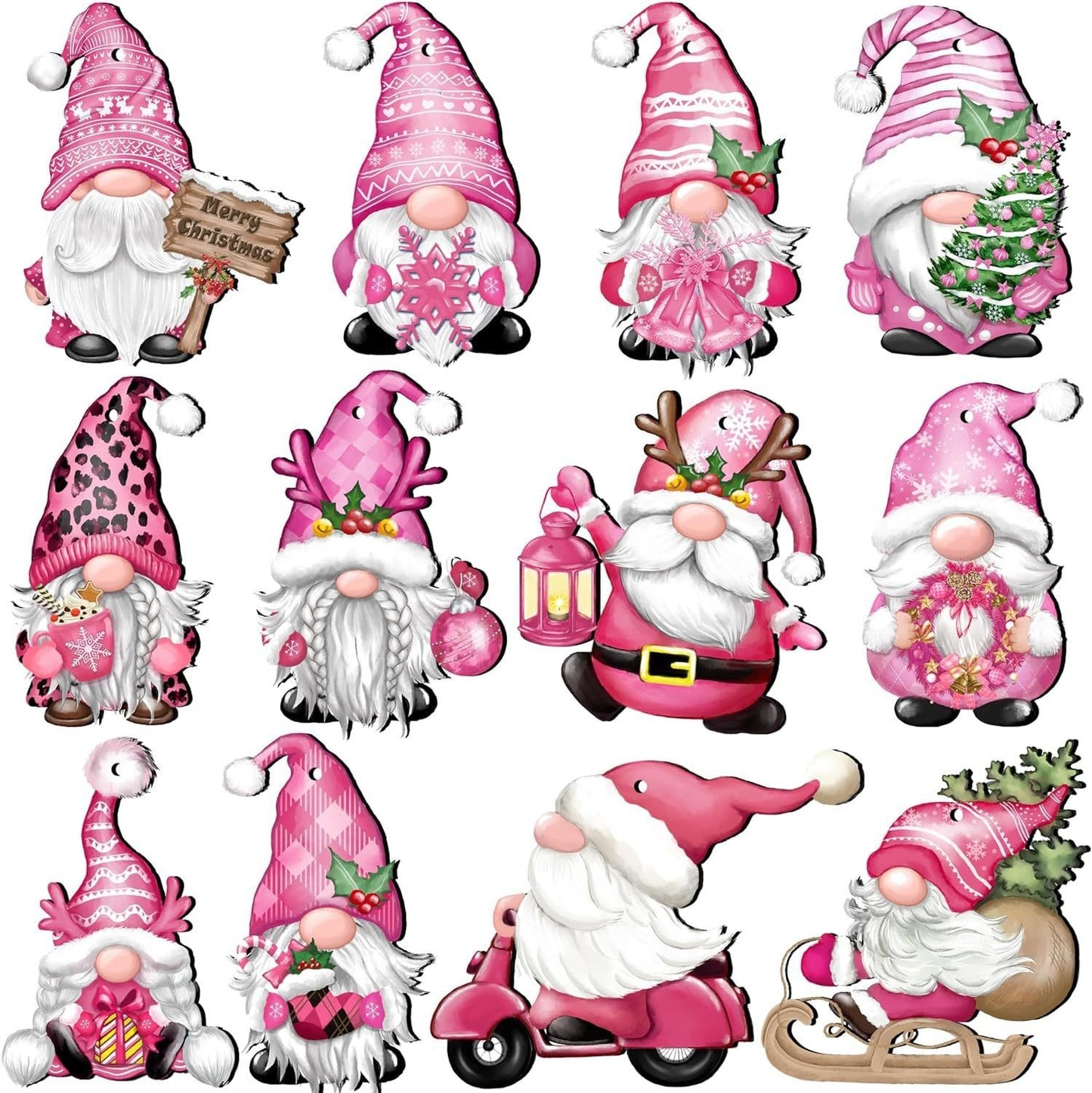 Christmas Wooden Hanging Ornaments (24 Pcs)