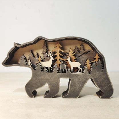 Christmas Decoration Wooden Animal Carving (Handcraft)