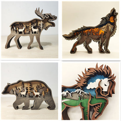 Christmas Decoration Wooden Animal Carving (Handcraft)