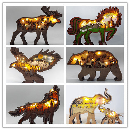 Christmas Decoration Wooden Animal Carving (Handcraft)
