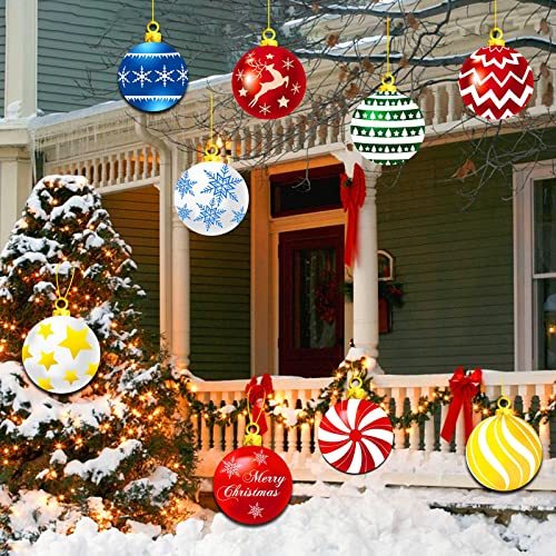 Christmas Yard Signs With Stakes And Cords Christmas Balls 9 Pieces