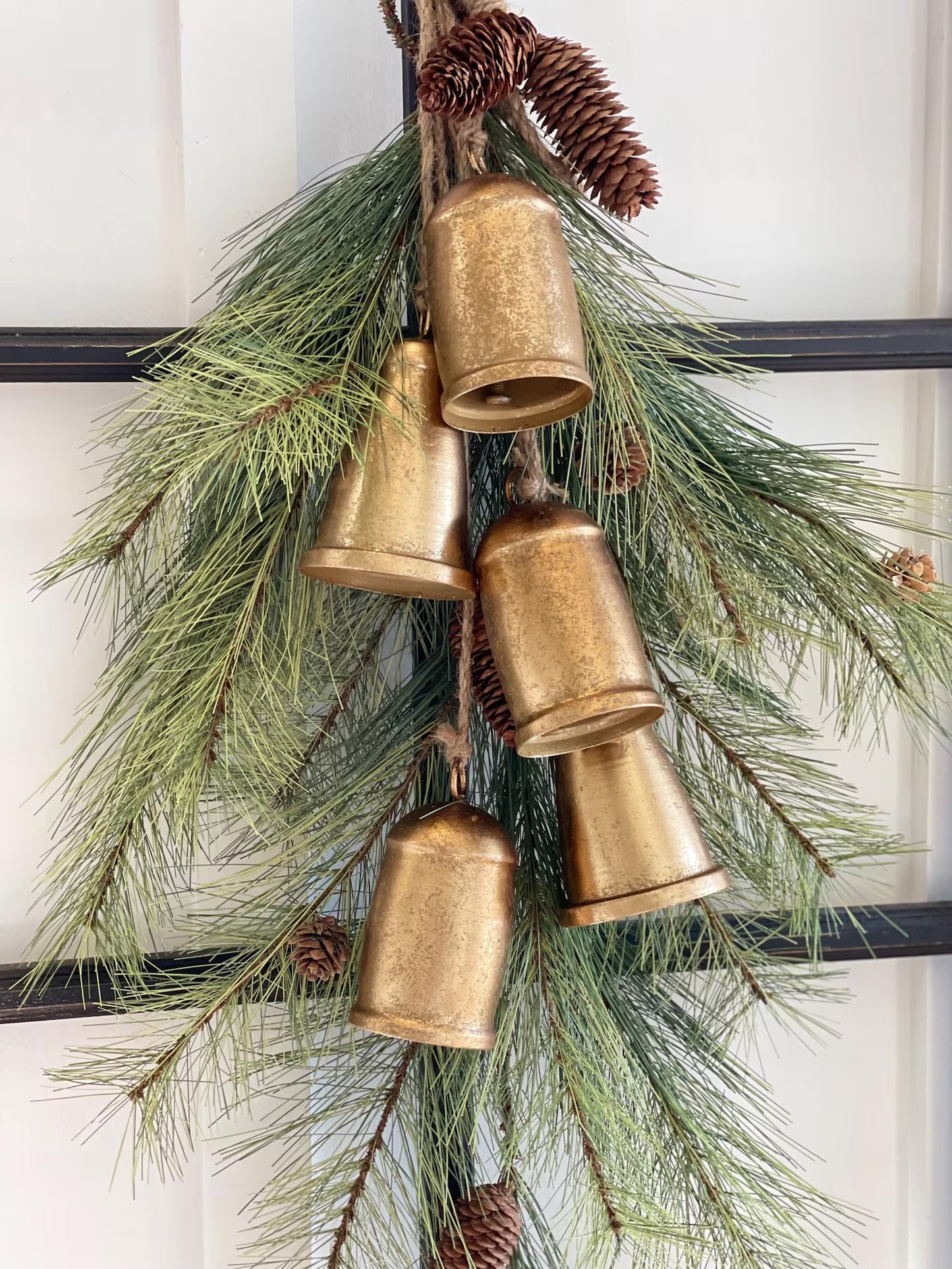 Gold Hanging Christmas Bells — Rustic Mantle & Door Holiday Décor ✨