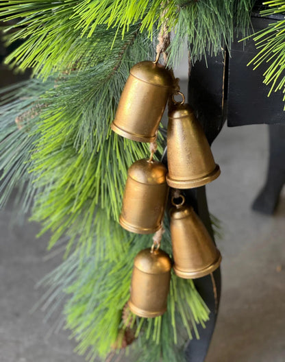 Gold Hanging Christmas Bells — Rustic Mantle & Door Holiday Décor ✨