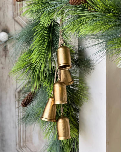 Gold Hanging Christmas Bells — Rustic Mantle & Door Holiday Décor ✨