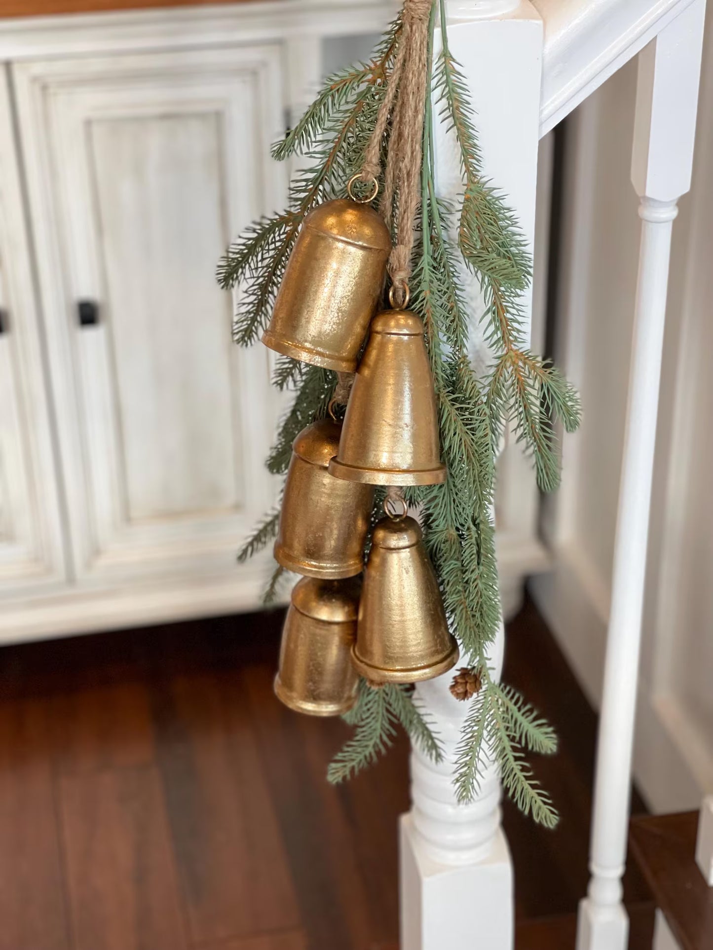 Gold Hanging Christmas Bells — Rustic Mantle & Door Holiday Décor ✨